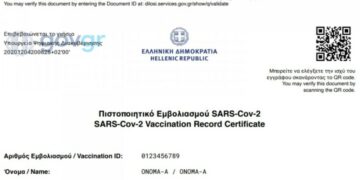 Πιστοποιητικό εμβολιασμού