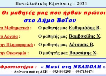 Φροντιστήριο: «Μαζί στη Νεάπολη» - Οι 4 πρώτες θέσεις των μαθητών μας στο Δήμο Βοΐου