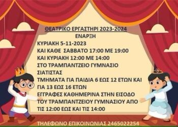 Ξεκινάνε οι εγγραφές στο Θεατρικό Εργαστήρι Σιάτιστας