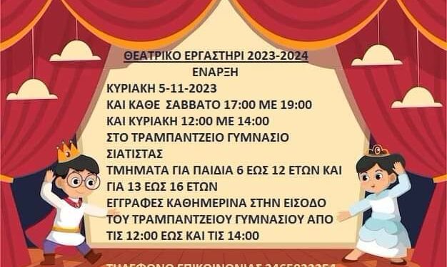 Ξεκινάνε οι εγγραφές στο Θεατρικό Εργαστήρι Σιάτιστας