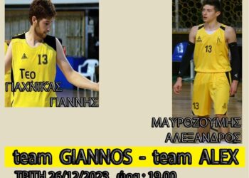 Αγώνας Μπάσκετ στη Μνήμη του Γιάννη & Αλέξανδρου 26 Δεκεμβρίου 2023