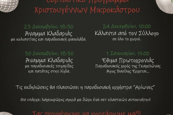 Το Εορταστικό πρόγραμμα Χριστουγέννων στο Μικρόκαστρο