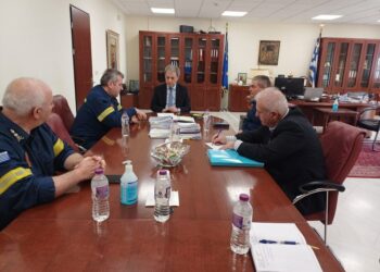 Συνάντηση του Περιφερειάρχη με τον Γενικό Επιθεωρητή Βορείου Ελλάδος του Π.Σ., τον Συντονιστή Επιχειρήσεων Ηπείρου, Δυτικής Μακεδονίας και Νήσων  και τον Διοικητή ΠΕ.ΔΥ.Δ. Δυτικής Μακεδονίας