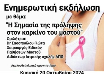 Αιμοδοτικός Σύλλογος Σιάτιστας: Ενημερωτική εκδήλωση με θέμα: “Η Σημασία της πρόληψης στον καρκίνο του μαστού”