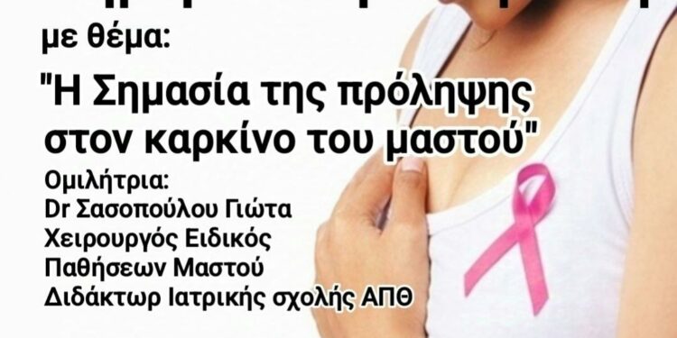 Αιμοδοτικός Σύλλογος Σιάτιστας: Ενημερωτική εκδήλωση με θέμα: “Η Σημασία της πρόληψης στον καρκίνο του μαστού”