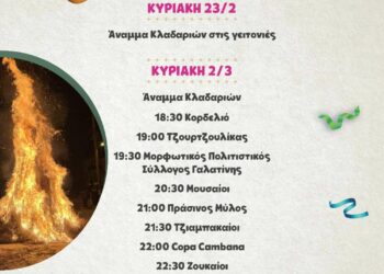 Γαλατινή: Το πρόγραμμα της Αποκριάς