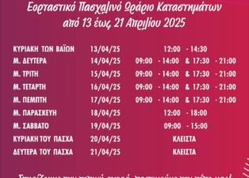 Το εορταστικό ωράριο του Εμπορικού Συλλόγου Σιάτιστας