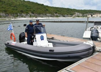 Τελετή αγιασμού του νέου πλωτού μέσου του Τμήματος Συνοριακής Φύλαξης Πρεσπών της Διεύθυνσης Αστυνομίας Φλώρινας