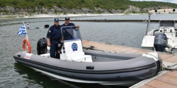 Τελετή αγιασμού του νέου πλωτού μέσου του Τμήματος Συνοριακής Φύλαξης Πρεσπών της Διεύθυνσης Αστυνομίας Φλώρινας