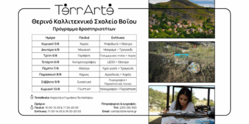 Η εταιρεία τέχνης και πολιτισμού TerrArte διοργανώνει το Θερινό Καλλιτεχνικό Σχολείο Βοΐου. 3 – 10 Αυγούστου 2025, Πεντάλοφος Βοΐου