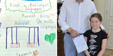 Το ευχαριστήριο της μικρής Αθηνάς στο Δήμαρχο Βοΐου για τις κούνιες
