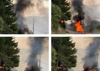 “Λαμπάδιασε” αυτοκίνητο στο δρόμο Βέροιας-Κοζάνης, πριν την Παναγία Σουμελά-Σπίθες και φωτιά και στα δέντρα – Βίντεο και φωτογραφίες