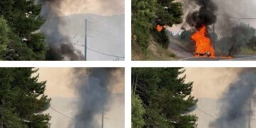 “Λαμπάδιασε” αυτοκίνητο στο δρόμο Βέροιας-Κοζάνης, πριν την Παναγία Σουμελά-Σπίθες και φωτιά και στα δέντρα – Βίντεο και φωτογραφίες