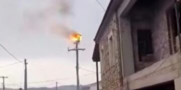 Κεραυνός έπεσε πάνω σε κολώνα ρεύματος με φωλιά πελαργών – Δείτε βίντεο