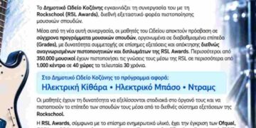 Rockschool – Διεθνείς Πιστοποιήσεις στο Δημοτικό Ωδείο Κοζάνης – Νέα συνεργασία με την RSL Awards για Ηλεκτρική Κιθάρα, Ηλεκτρικό Μπάσο και Ντραμς