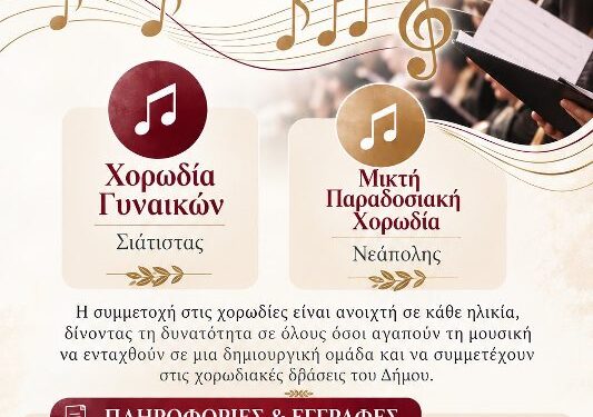 Δήμος Βοΐου: Συνεχίζονται οι εγγραφές στις μουσικές δομές του Δήμου Βοΐου
